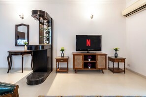 Luxury Apartment, 2 Bedrooms, Patio, Pool View | Living area - Goan Hideaway - Water (Arpora)