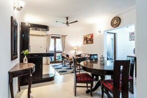 Luxury Apartment, 2 Bedrooms, Patio, Pool View | Living area - Goan Hideaway - Water (Arpora)