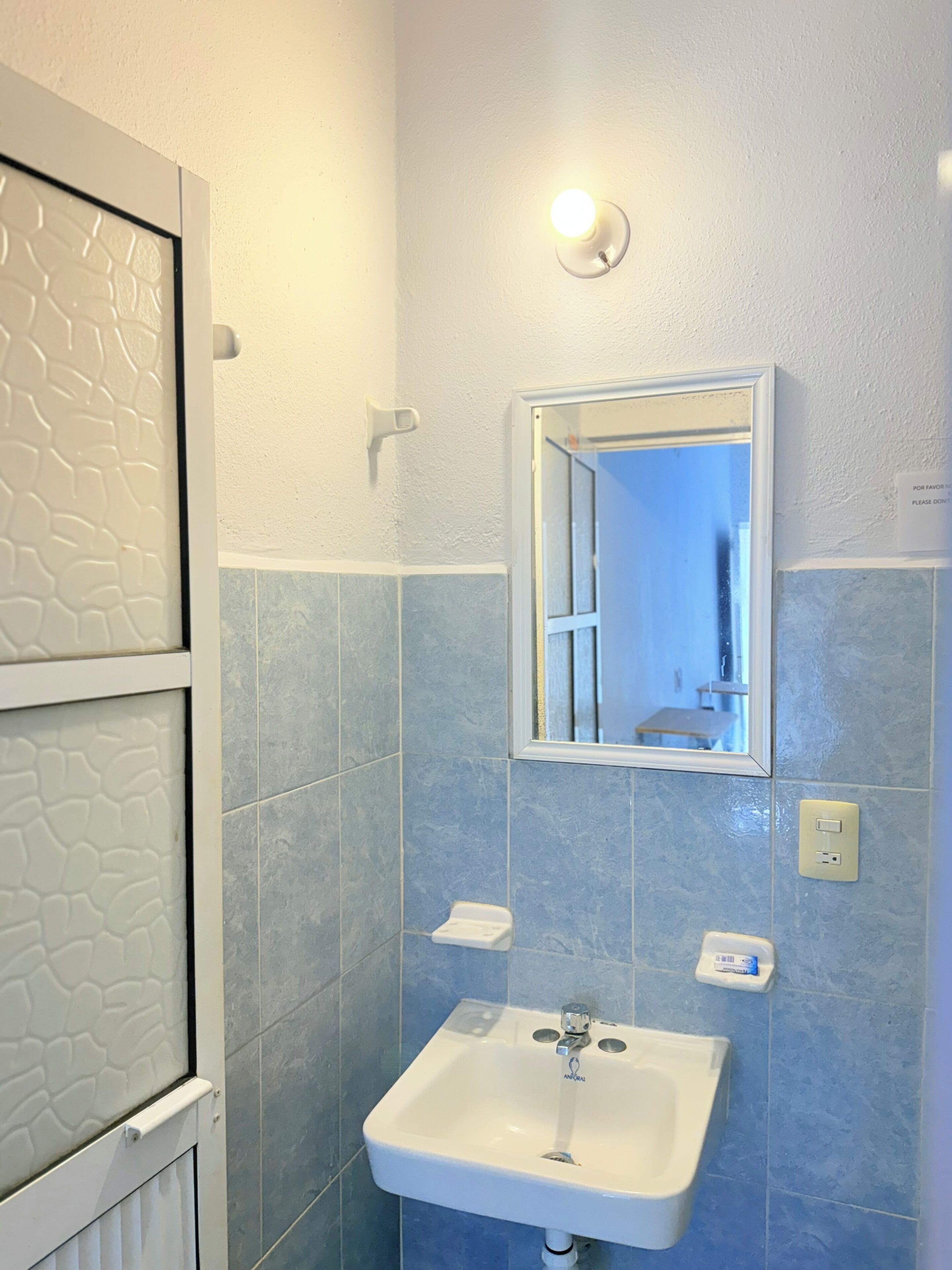 Shower, towels, soap, shampoo
