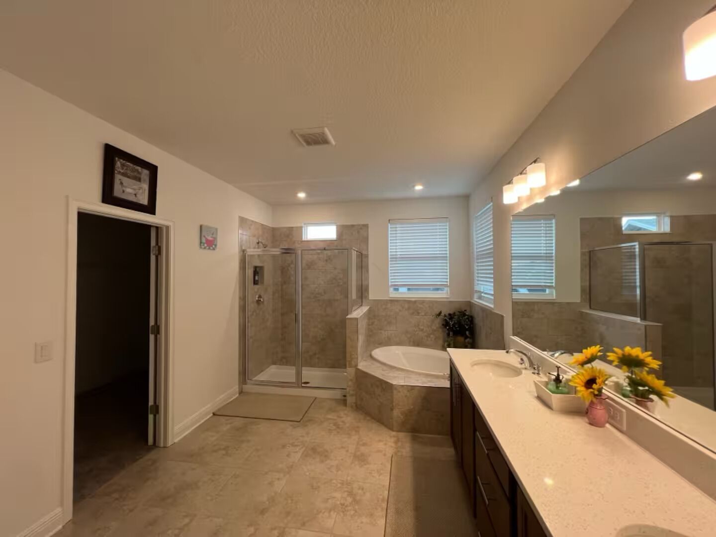 Shower, towels, toilet paper