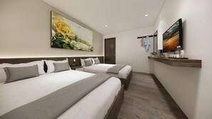 Deluxe Quadruple Room, Balcony, City View | Desk, free WiFi