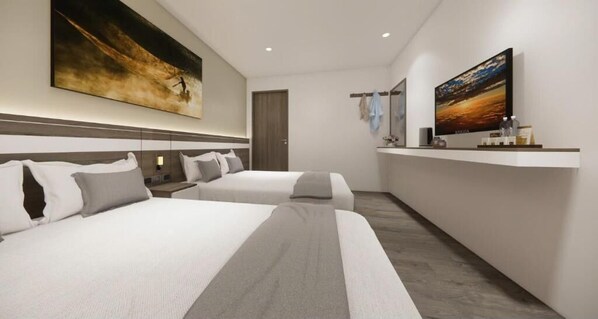 Familie vierpersoonskamer, balkon, uitzicht op de stad | Gratis wifi