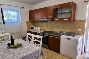 Fridge, oven, stovetop, dishwasher