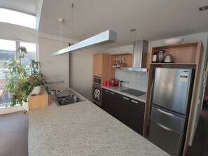Private kitchen - Sunny modern penthouse apartment in the city center with parking space (Wellington)