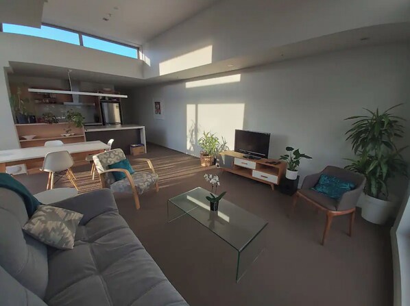 Living area - Sunny modern penthouse apartment in the city center with parking space (Wellington)