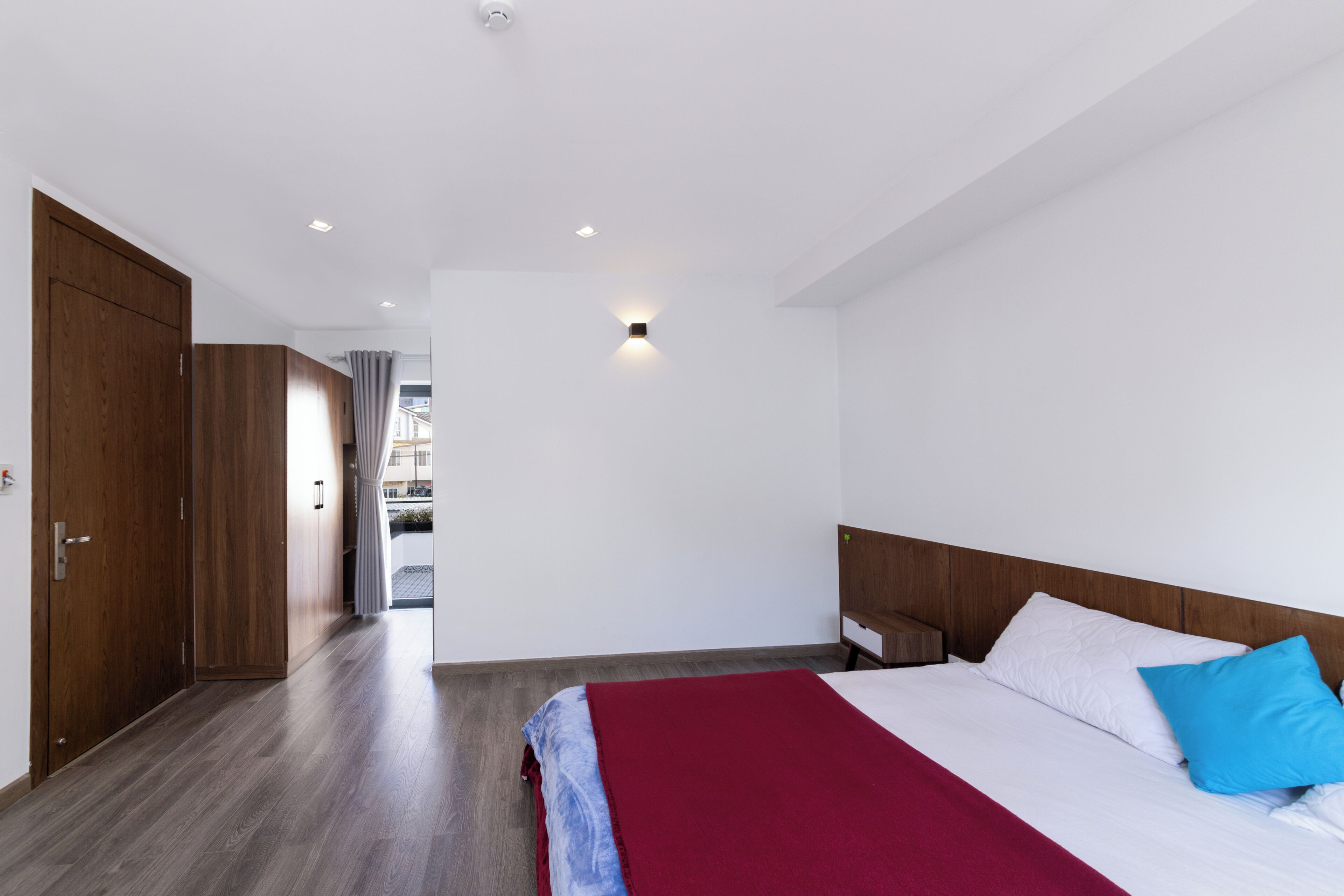 Minibar, desk, laptop workspace, iron/ironing board