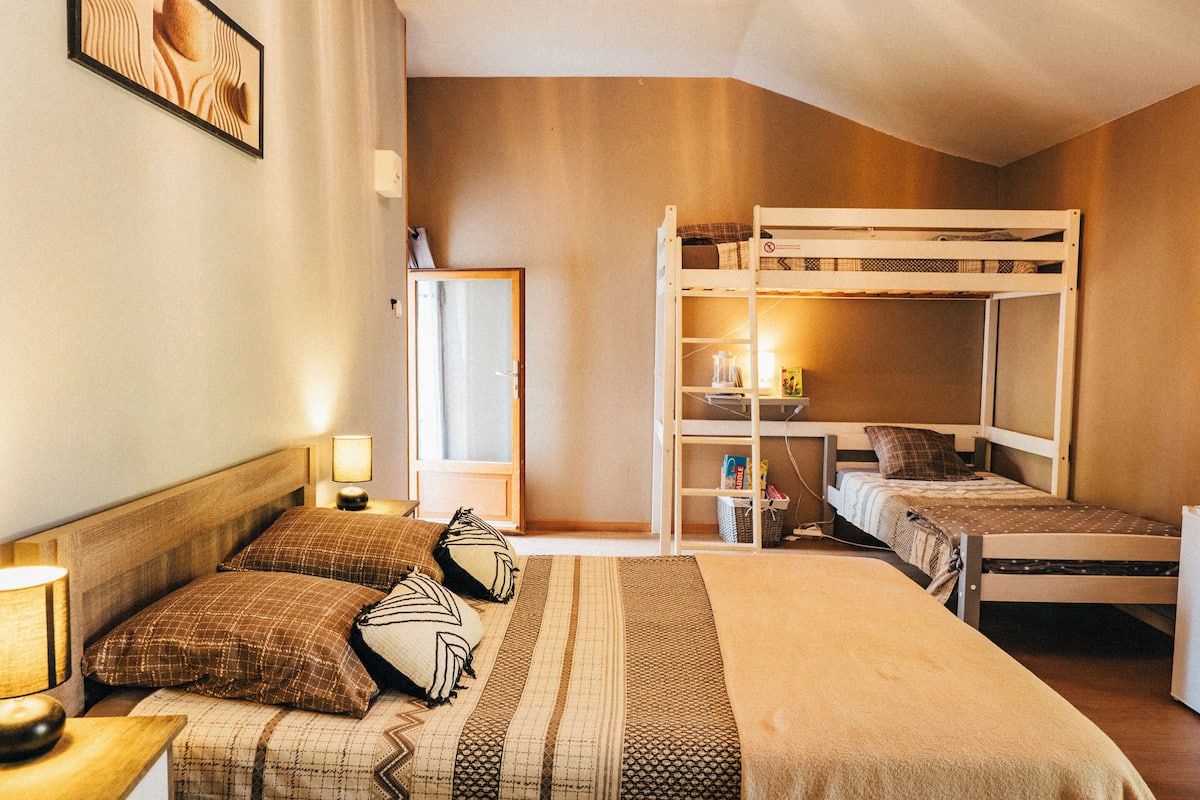 Quadruple Room, Non Smoking, Mountain View | Blackout drapes, soundproofing, iron/ironing board, free WiFi