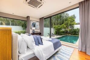 Villa Deluxe, 3 chambres, vue piscine | Vue de la chambre