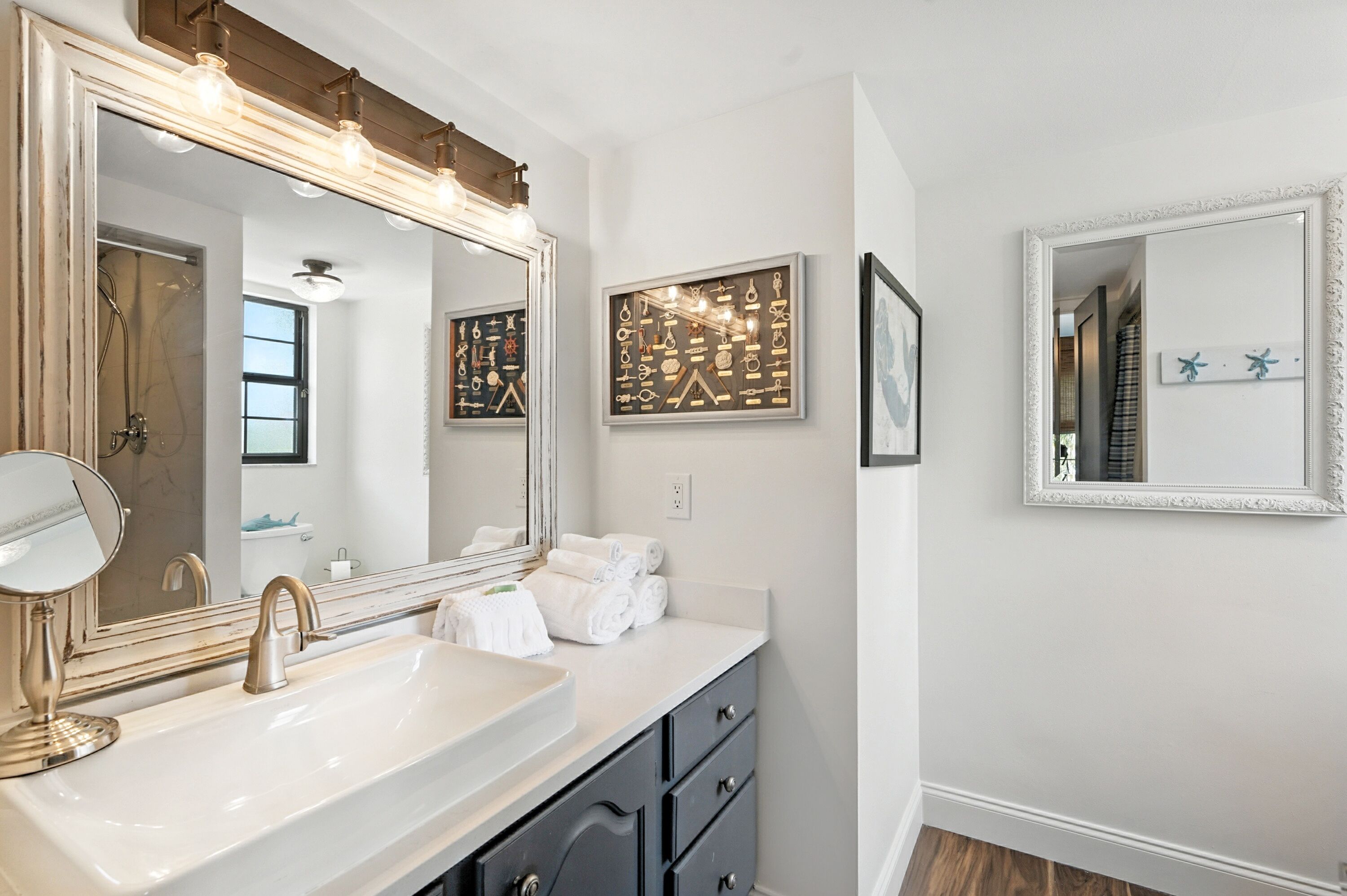Ensuite bathroom on main level with shower
