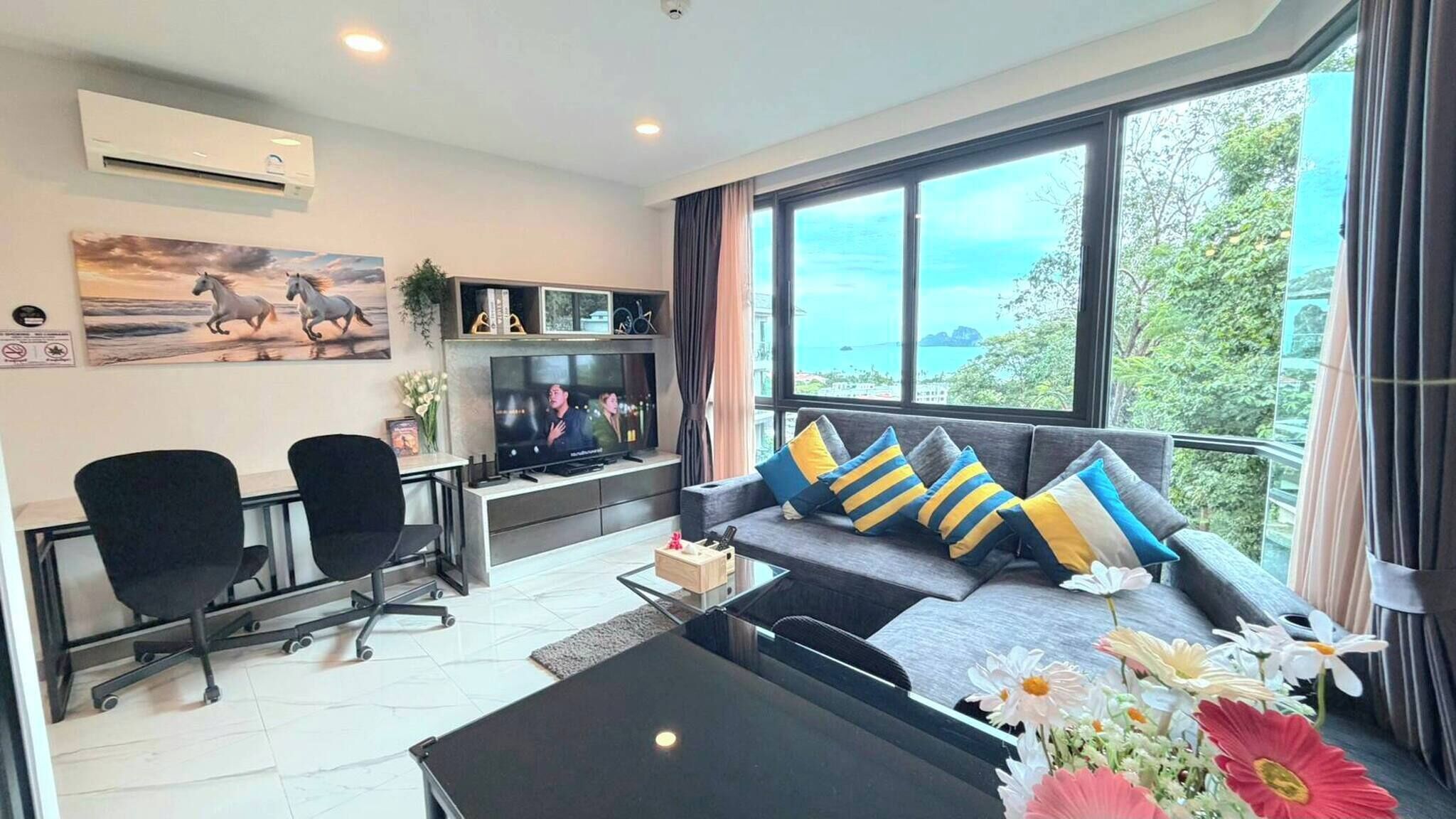 Appartement, 1 slaapkamer, balkon, uitzicht op oceaan | Woonkamer