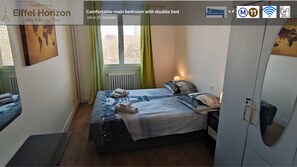 2 bedrooms, iron/ironing board, WiFi, bed sheets