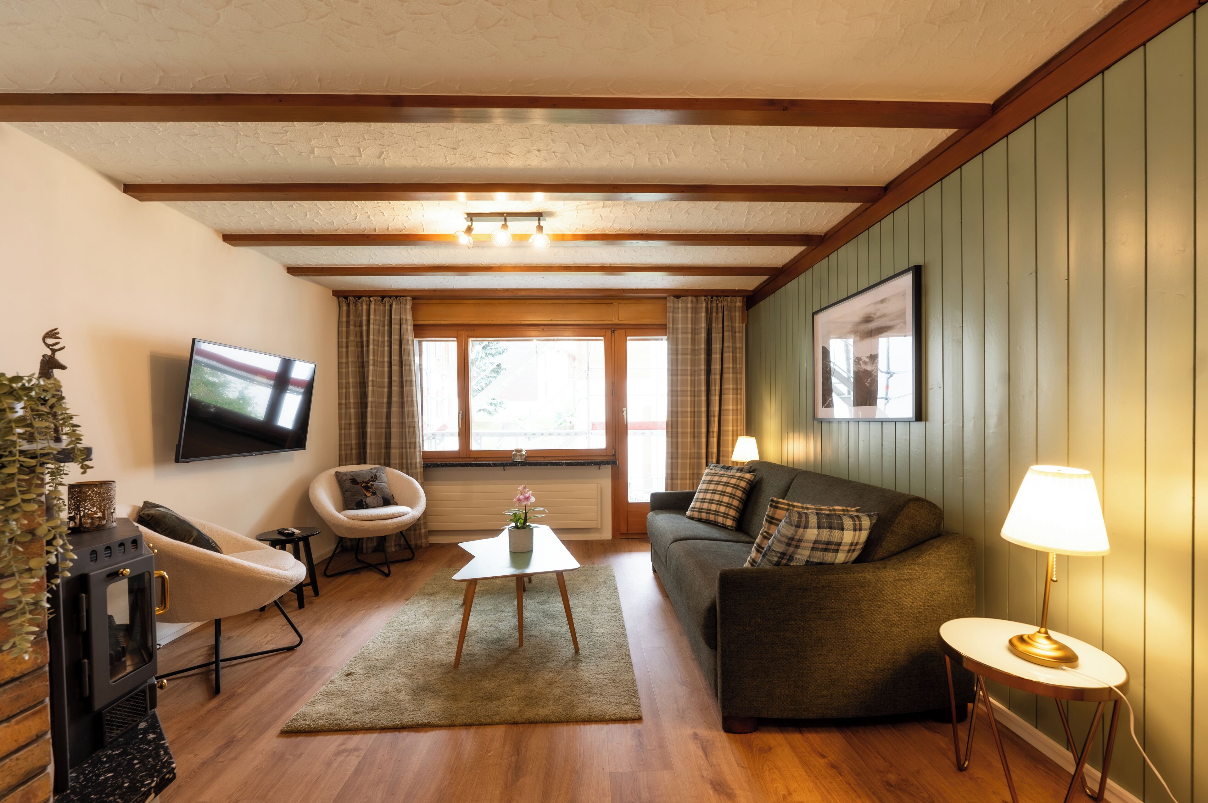 Apartemen Deluks, balkon, pemandangan kebun | Area keluarga