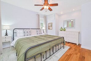 2 bedrooms, desk, iron/ironing board, travel cot