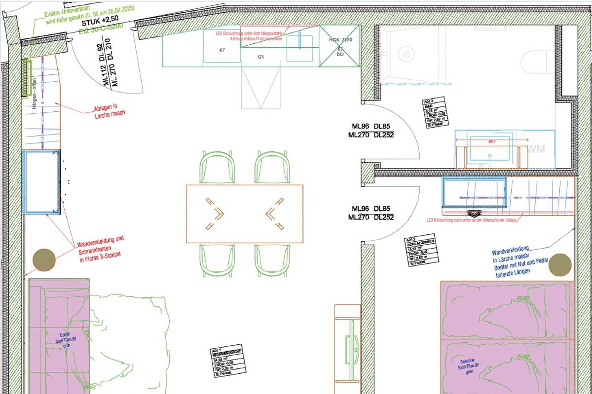 Un plan d’étage d’un hôtel doté d’un espace jardin, comprenant un coin repas, une chambre avec une grande fenêtre et une salle de bain.