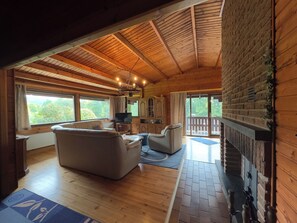 TV, fireplace