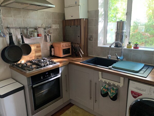 Microwave, oven, stovetop, dishwasher