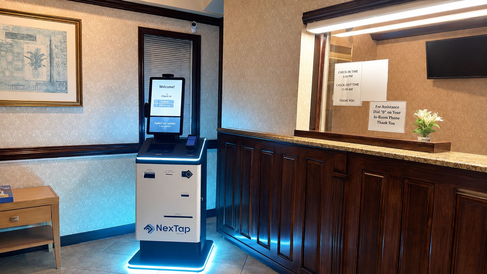 Mostrador para check-in y check-out