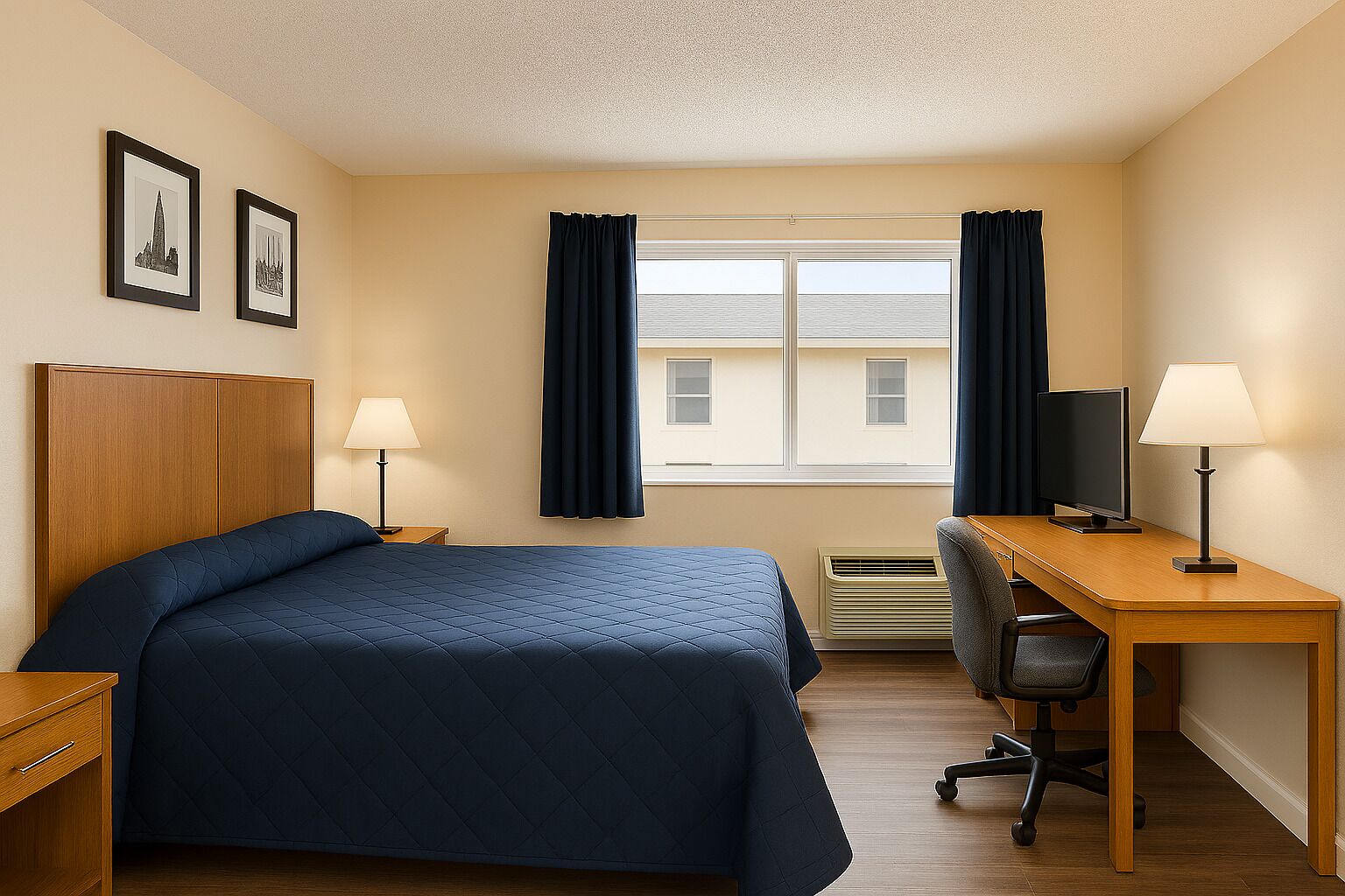 Desk, laptop workspace, free WiFi