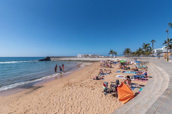 Sun-loungers, beach towels