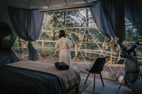Luxury Tent, 1 Queen Bed, Private Bathroom, Mountain View | Premium bedding, down comforters, memory foam beds, minibar