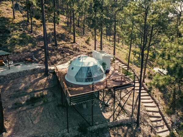 Luxury Tent, 1 Queen Bed, Private Bathroom, Mountain View | Terrace/patio