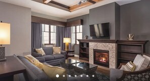 TV, fireplace