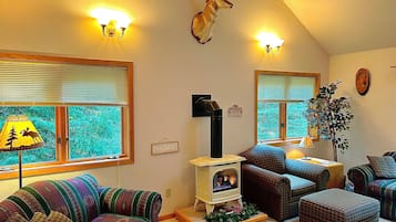 Smart TV, chimenea, videojuegos y reproductor de DVD