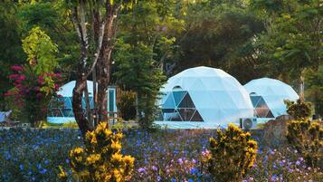 Deluxe Tent, Patio, River View | Individually decorated, individually furnished, desk, soundproofing