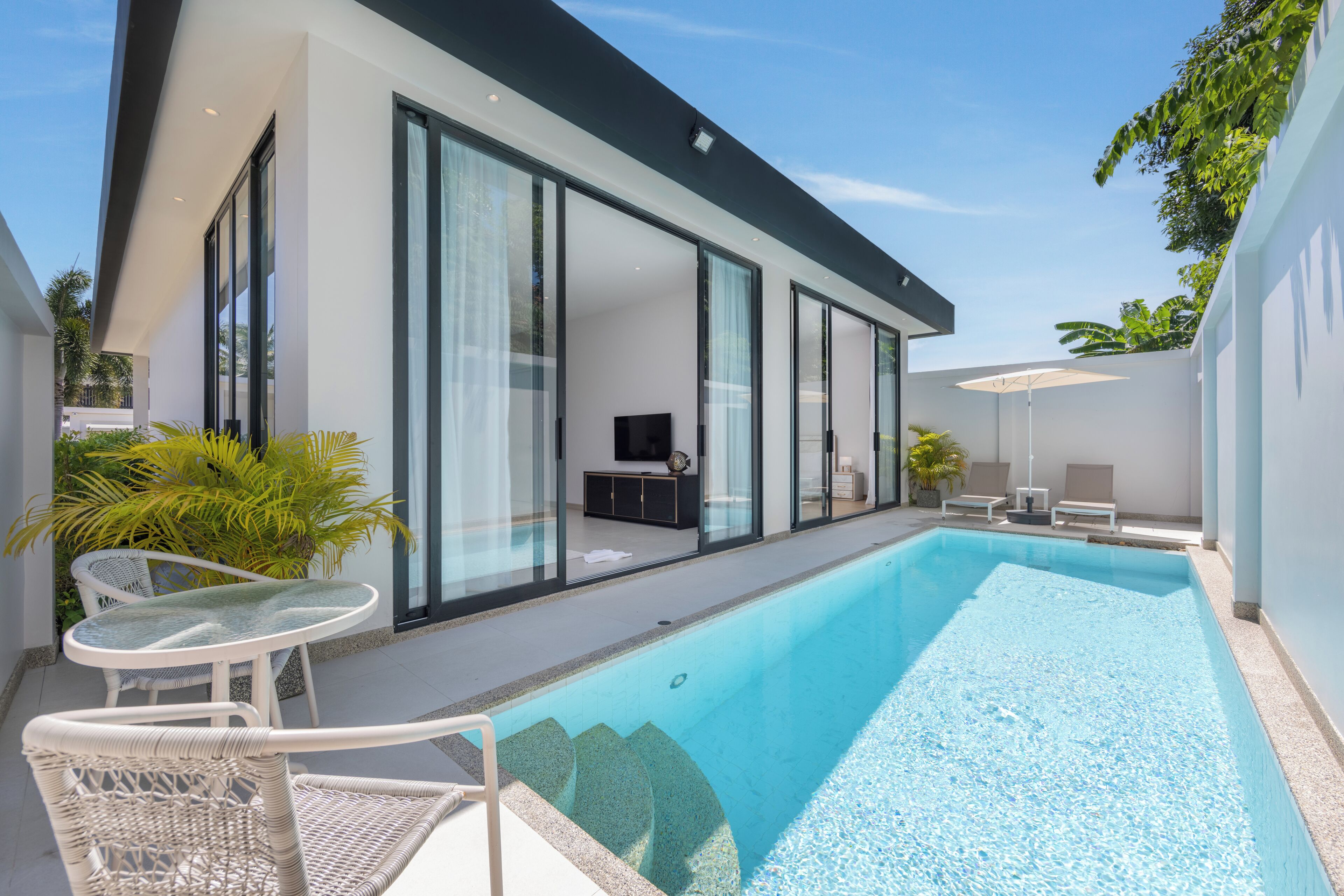 Villa de diseñador, 2 habitaciones, vista a la alberca | Caja de seguridad en la habitación y wifi gratis 