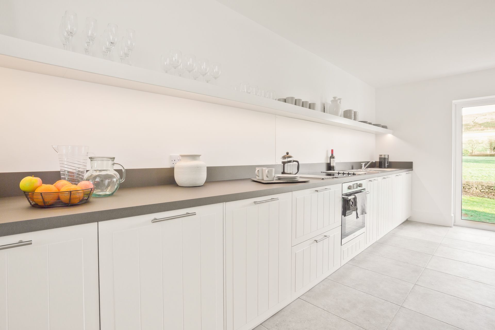 Microwave, oven, dishwasher, high chair