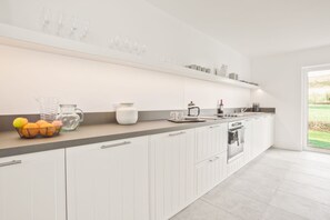 Microwave, oven, dishwasher, high chair