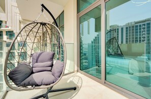 Deluxe Apartment, Balcony, Pool View | Balcony - Farhad Azizi Residences - Al Jaddaf (Dubai)