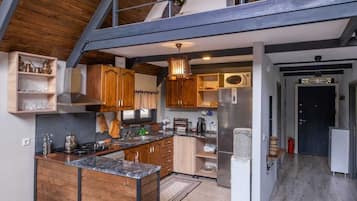 Familie bungalow, airconditioning, uitzicht op bergen | Privékeuken