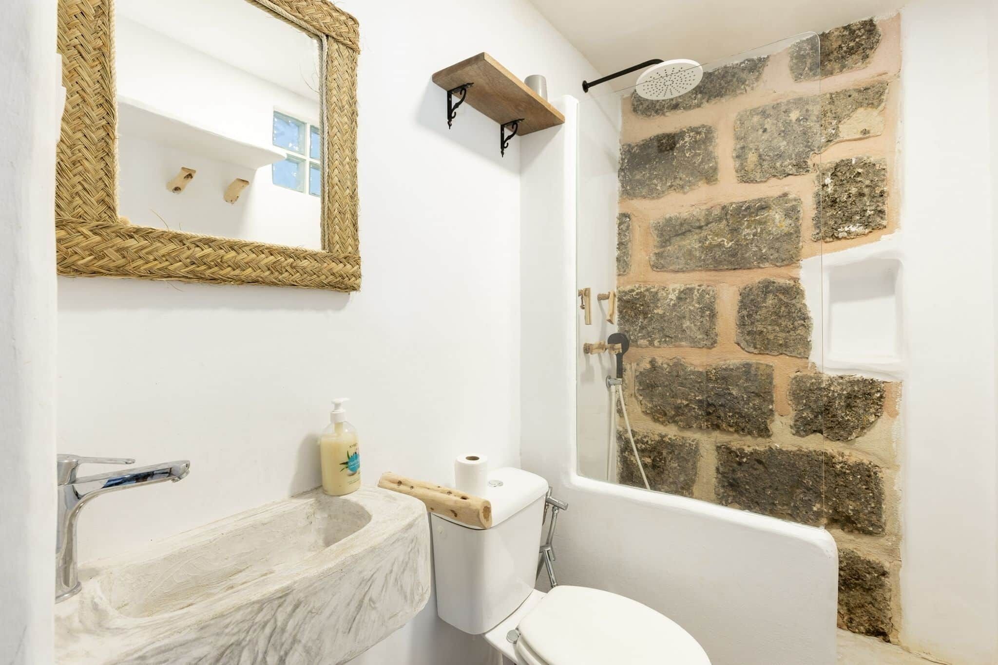 Shower, soap, toilet paper