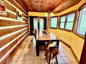 Dining - Rustic Log Cabin Rental with a Hot Tub near Asheville, North Carolina (Clyde)