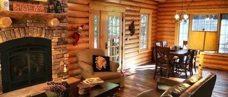 TV, fireplace, DVD player, video library