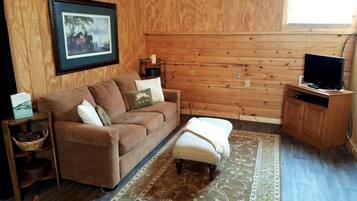 TV, fireplace, DVD player, foosball