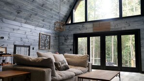 Fireplace - Romantic Escapes in this Stunning A-Frame in North Carolina with Access to a Private Hot Tub and Fire Pit (Dobson)