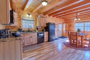 Coffee/tea maker, fridge, oven, stovetop