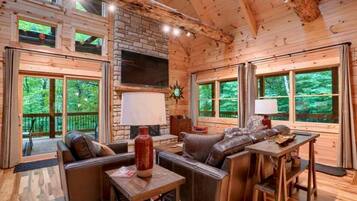 TV, fireplace, table football, ping pong