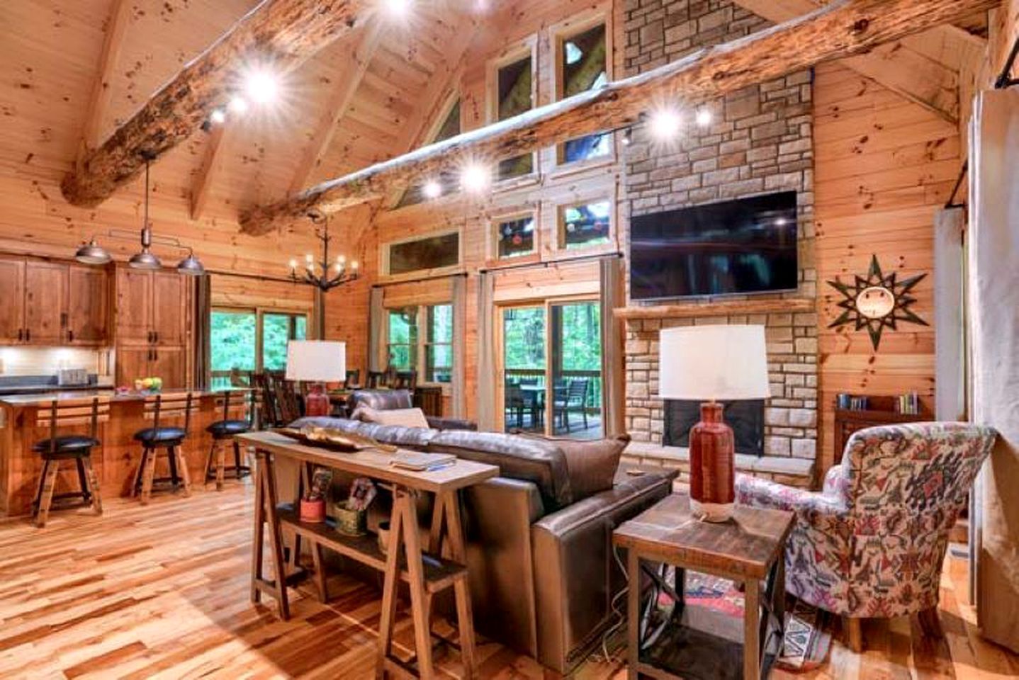 TV, fireplace, foosball, table tennis