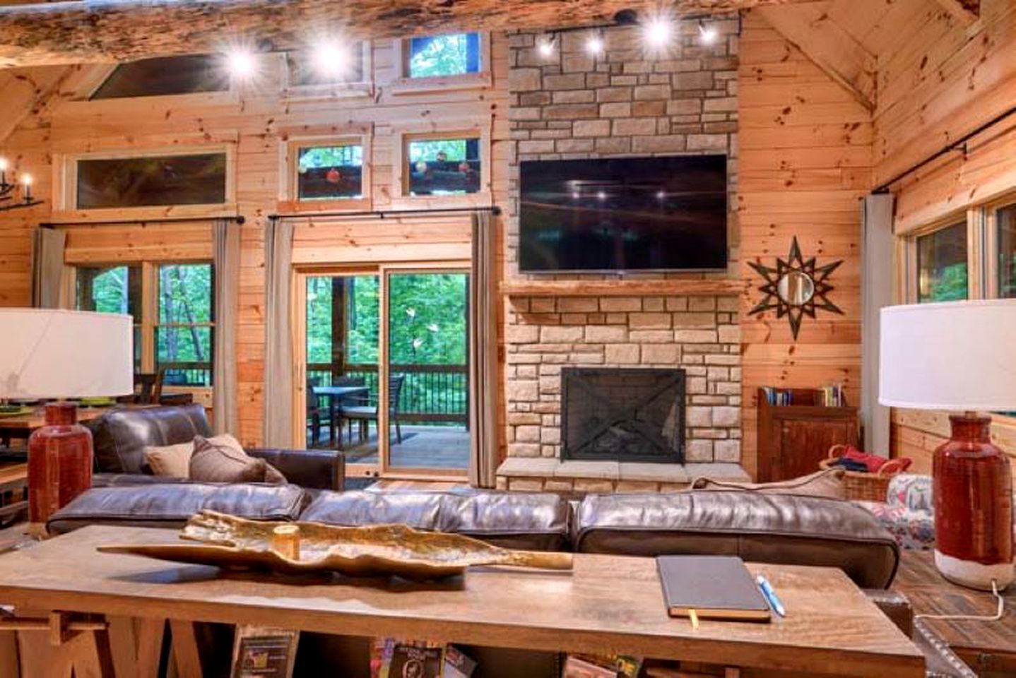 TV, fireplace, foosball, table tennis