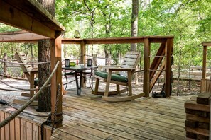 Outdoor dining - Unique Four-Person Luxury Tent with a Waterfall near Fort Worth, Texas (Weatherford)