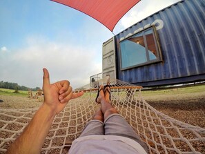 Property grounds - Eco-Friendly Converted Shipping Container Vacation Rental in Round Top, Southeast Texas (Round Top)