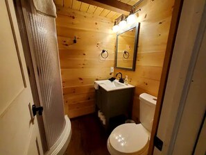 Hair dryer, towels, toilet paper