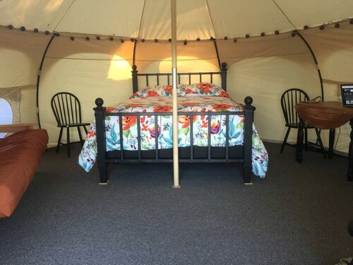 Lotus Yurt in Vineyard Overlooking Monterey Bay near Los Gatos, California