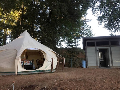 Lotus Yurt in Vineyard Overlooking Monterey Bay near Los Gatos, California