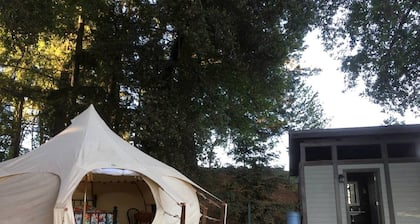 Lotus Yurt in Vineyard Overlooking Monterey Bay near Los Gatos, California