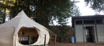 Lotus Yurt in Vineyard Overlooking Monterey Bay near Los Gatos, California
