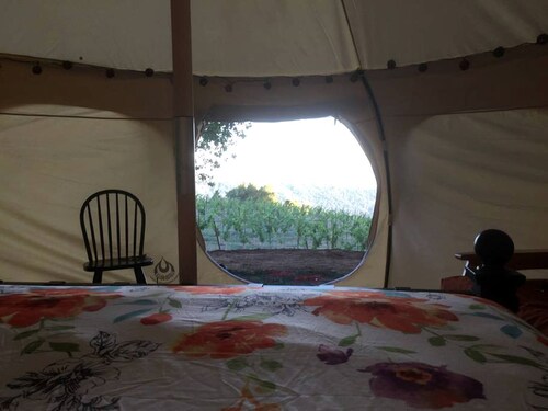 Lotus Yurt in Vineyard Overlooking Monterey Bay near Los Gatos, California